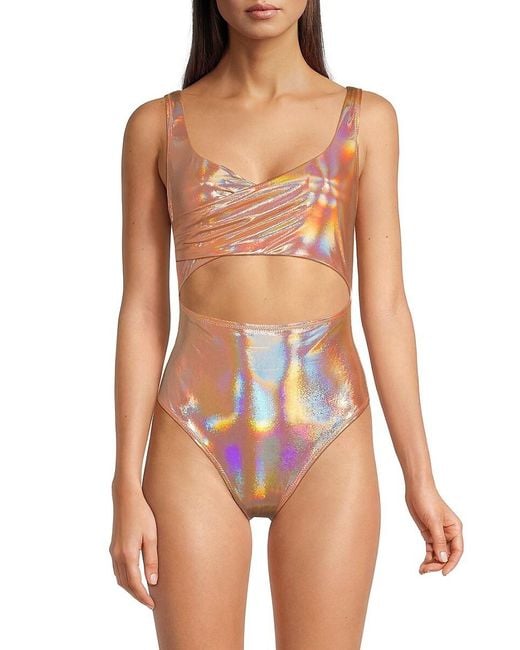 Hutch Multicolor Abstract Cutout Wrap One Piece Swimsuit