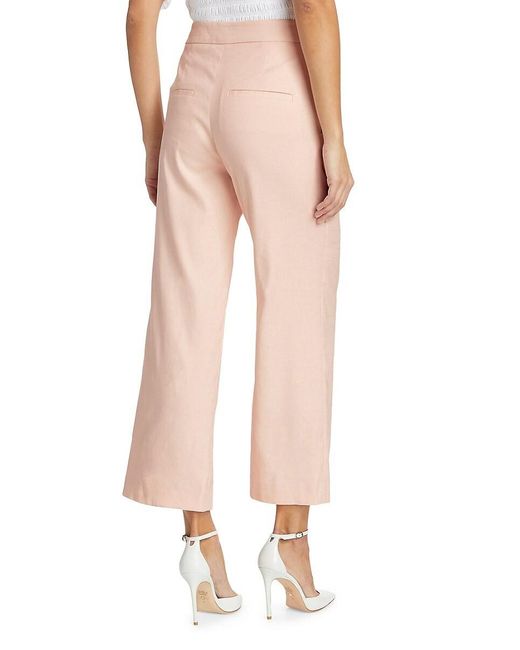 Veronica Beard Pink Brixton Linen-Blend Crop Pants
