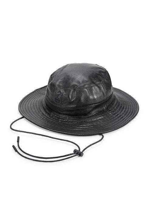 Kangol Black Faux Leather Bucket Hat for men