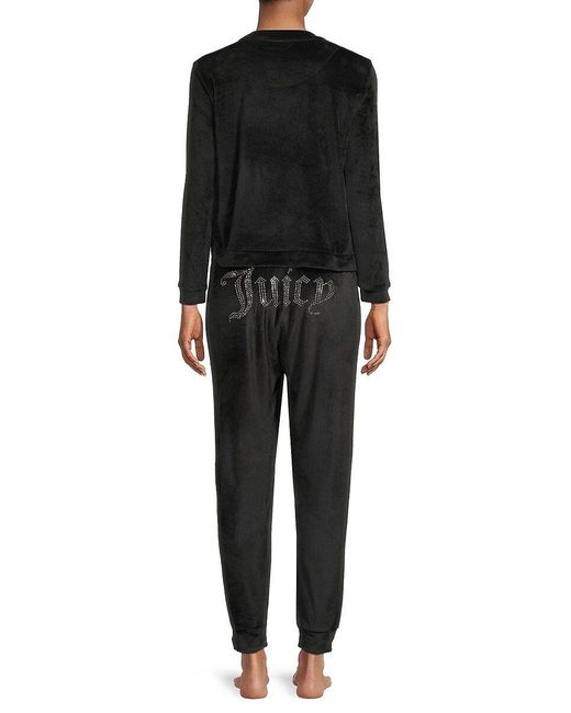 Juicy Couture 2-piece Logo Top & Pants Pajama Set in Black