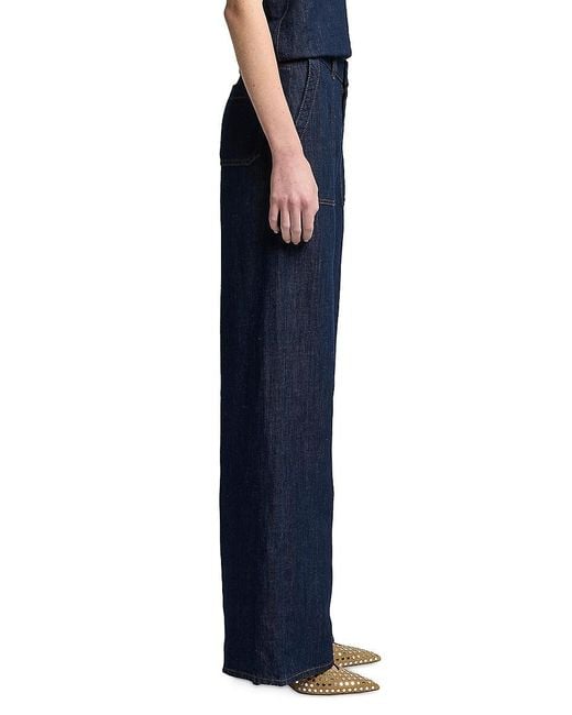 7 For All Mankind Blue Lotta Mid-Rise Wide-Leg Jeans