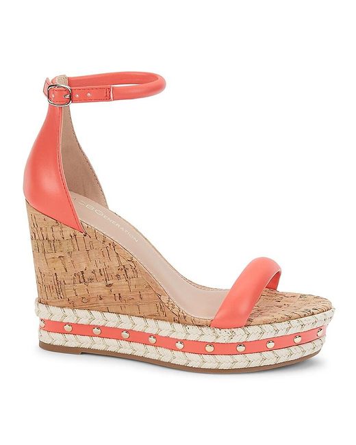 BCBGeneration Narida Cork Wedge Heel Sandals in Hot Peach (Pink) Lyst