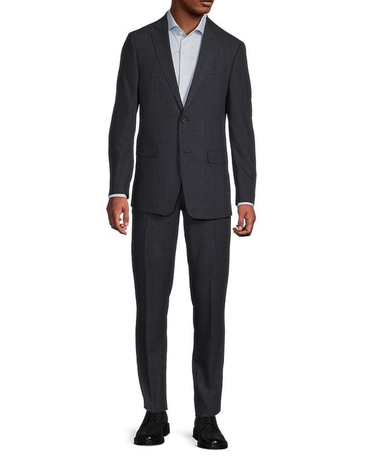 DKNY Black Windowpane One-Button Slim-Fit Suit for men