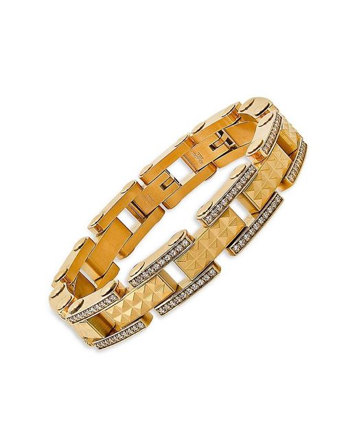 Anthony Jacobs Metallic 18k Goldplated Stainless Steel & Simulated Diamond Stud Link Bracelet for men