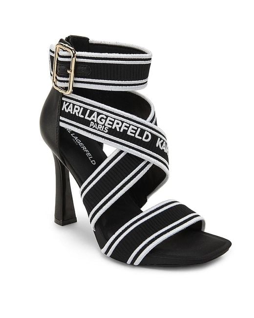 Karl Lagerfeld Black Careliz 101Mm Logo Block Heel Sandals
