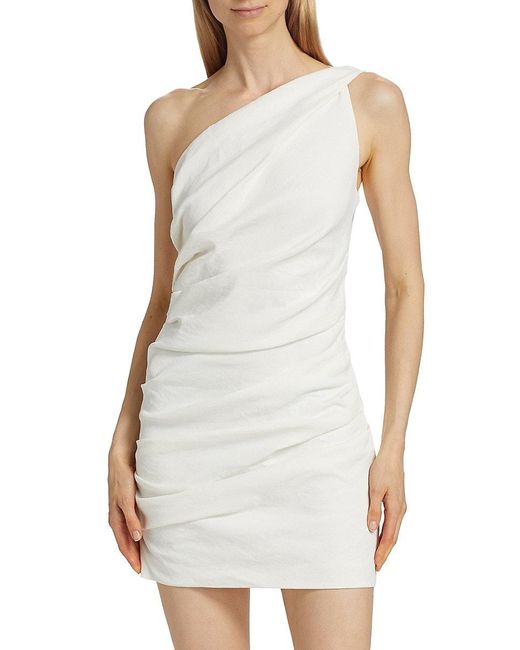 A.L.C. White A. L.c. Carina Gathered One-shoulder Minidress