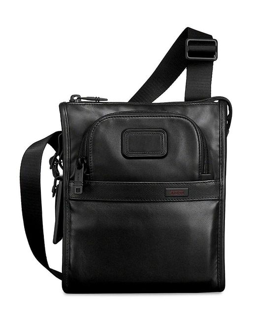 Tumi Black Alpha 2 Small Leather Pocket Bag for men