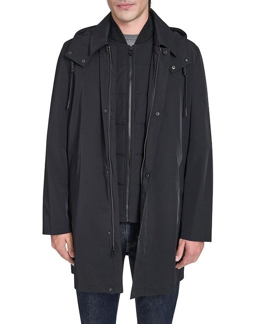 Cole Haan Blue 3-in-1 Hooded Rain Jacket for men