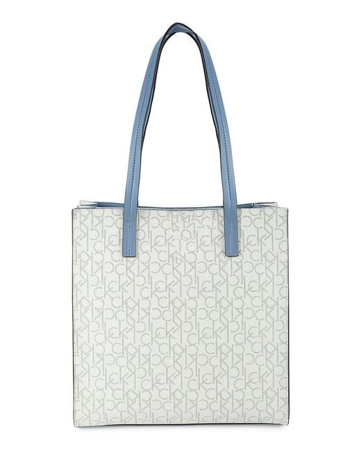 Calvin Klein White Anya Signature Chain Tote