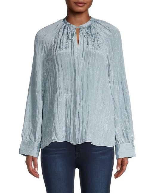 Vince Synthetic Poet Crinkled Blouse in White - Lyst