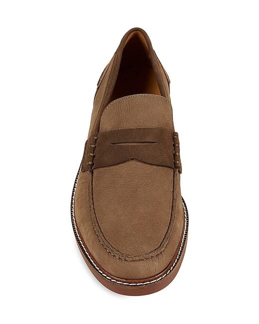 Cole Haan Brown Pinch Prep Leather & Suede Penny Loafers for men