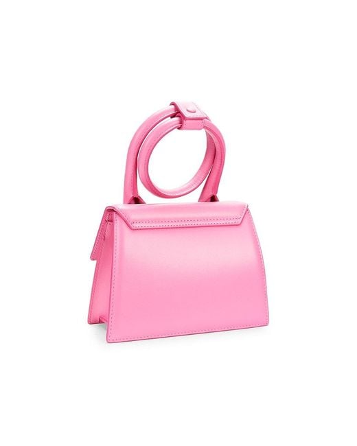 Jacquemus Pink Le Chiquito Noeud Leather Logo Top Handle Bag