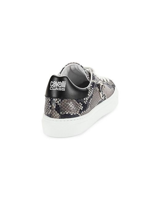 Class Roberto Cavalli Multicolor Python Embossed Leather Low Top Sneakers for men