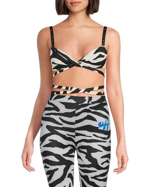 Off-White c/o Virgil Abloh Black Zebra-Print Twist Sports Bra