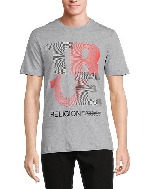 True Religion Gray Logo Graphic Tee for men