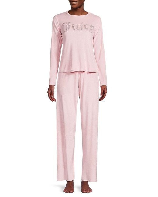 Juicy Couture Pink 2-piece Logo Tee & Pants Pajama Set