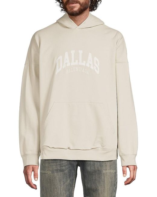 Balenciaga Natural Logo Drop Shoulder Hoodie for men