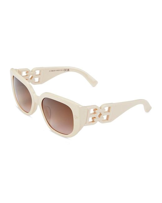 Bally White 56mm Square Sunglasses