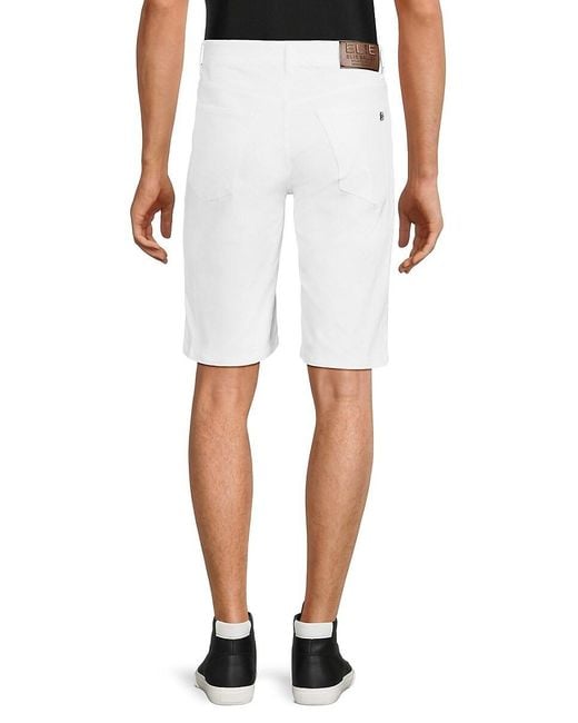 Elie Balleh White Flat Front Twill Shorts for men