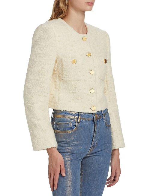 FRAME Blue Bouclé Crop Jacket