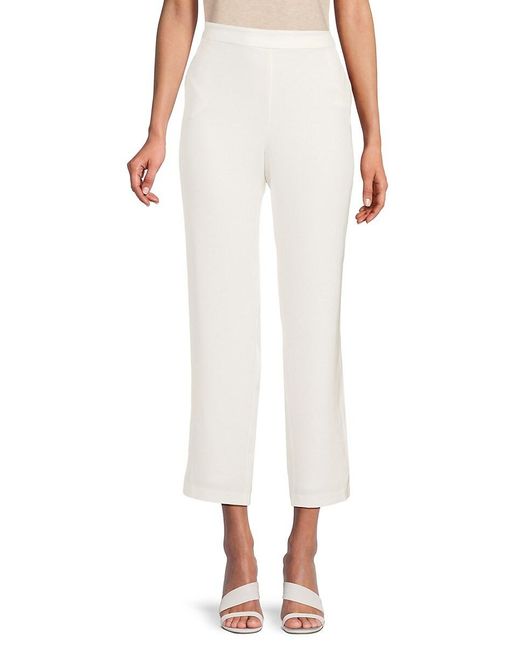 Halston Heritage White Elastic-Back Pull-On Pants