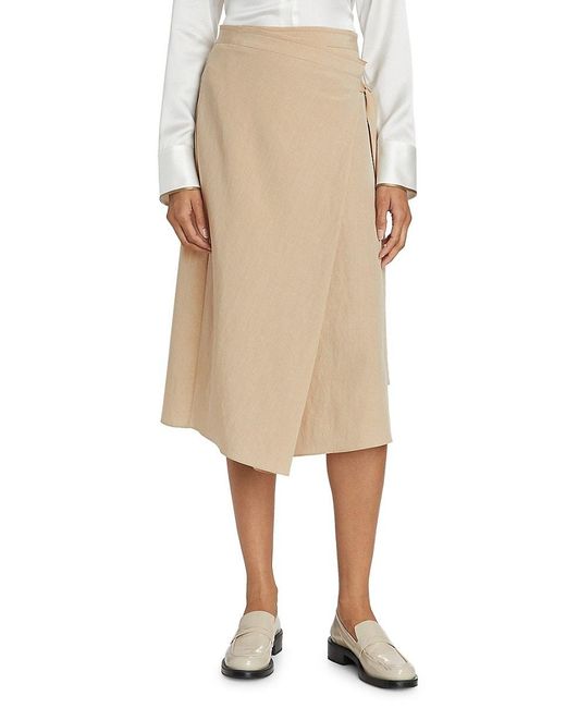 Vince Natural Asymmetric Wrap Midi-Skirt