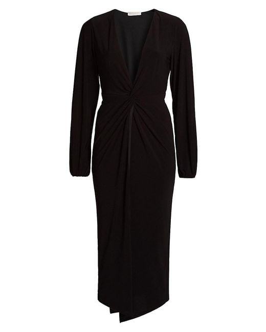 Ramy Brook Black Sutton Twist-Front Jersey Midi-Dress