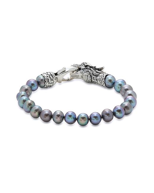 Effy Blue Sterling Silver, 18k Yellow Gold & 8-9mm Baroque Tahitian Pearl Bracelet for men