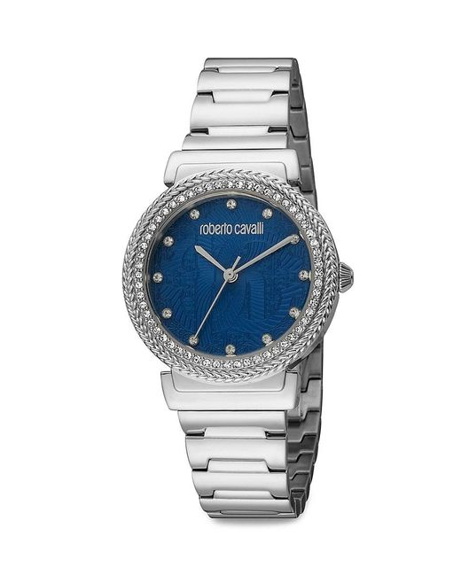 Roberto Cavalli Blue 32mm Stainless Steel & Crystal Bracelet Watch
