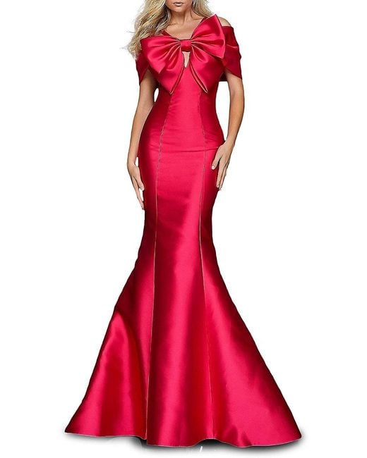 Terani Red Bow Trumpet Gown