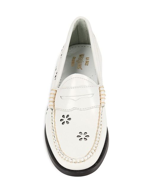 G.H.BASS White G. H. Bass Whitney Cut Out Leather Penny Loafers for men