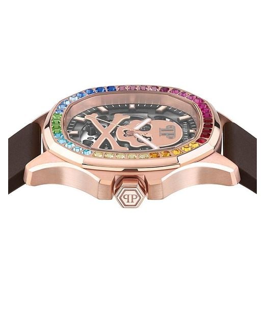 Philipp Plein Metallic 42mm Stainless Steel & Silicone Strap Automatic Watch for men