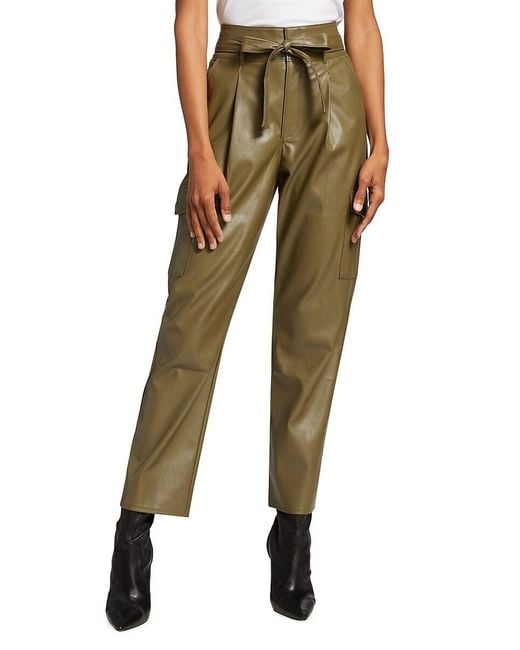 PAIGE Green Tesse Belted Faux Leather Cargo Pants