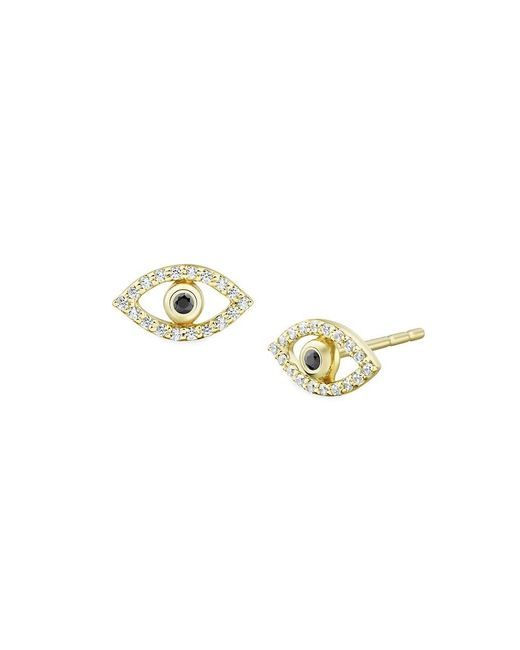Saks Fifth Avenue 14k Yellow Gold 0.10 Tcw Diamond Evil Eye Stud Earrings
