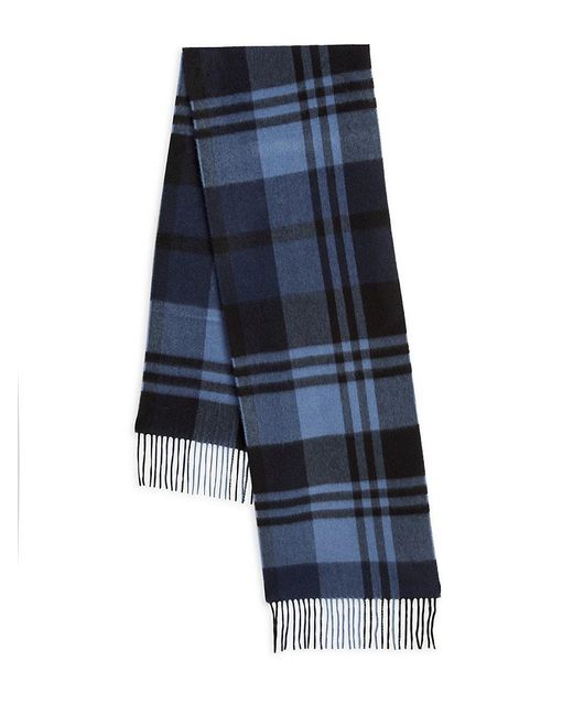 Saks Fifth Avenue Saks Fifth Avenue Plaid Cashmere Fringe Scarf in Blue