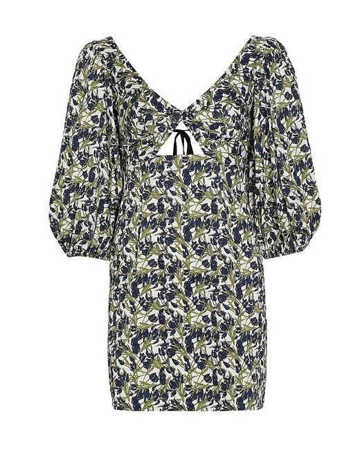MICHELLE SMITH Black X Saks Bella Twist Balloon-Sleeve Minidress
