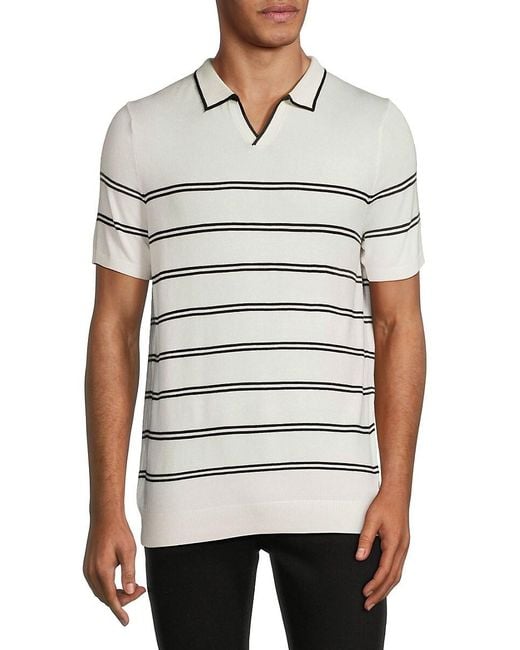 French Connection White Lux Trophy Striped Polo for men
