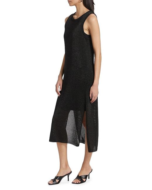 If Only Studio Black Metallic Knit Scoopneck Midi-Dress