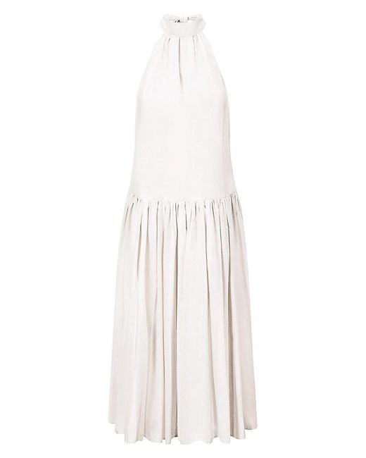 Staud White Marlowe Poplin Halter Maxi Dress