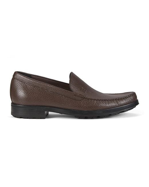 Bally Brown 25Mm Textured Leather Loafers for men