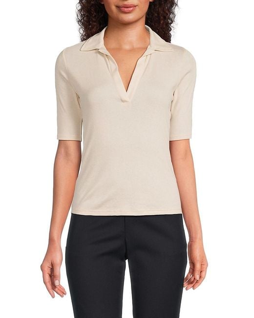 Vince Black Elbow-Sleeve Pima Cotton Polo Shirt