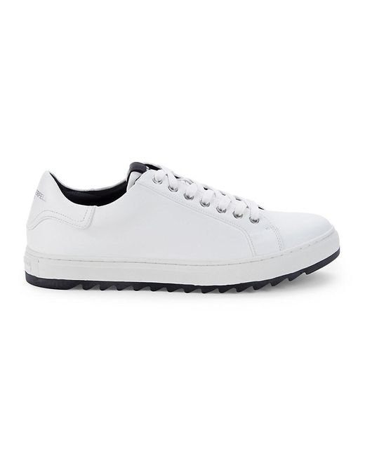 Karl Lagerfeld White Sawtooth Leather Sneakers for men