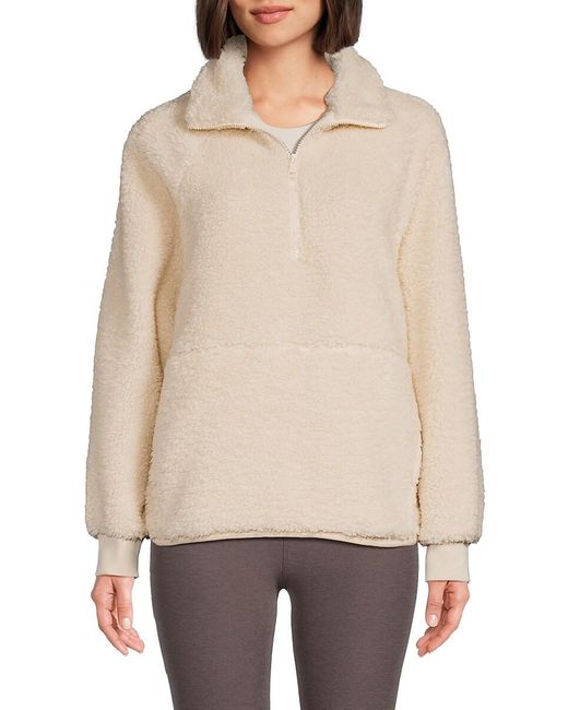 Beyond Yoga Natural Take Flight Faux Fur Zip-Up Pullover