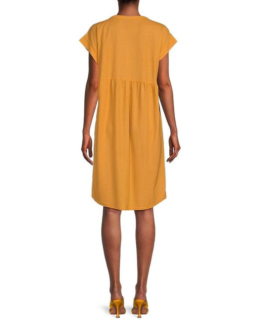 Bobeau Yellow Splitneck Shift Dress