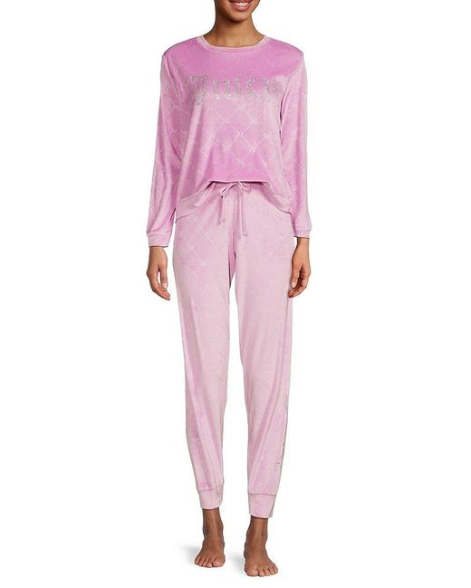 Juicy Couture Pink 2-piece Velour Sweatshirt & joggers Sleep Set