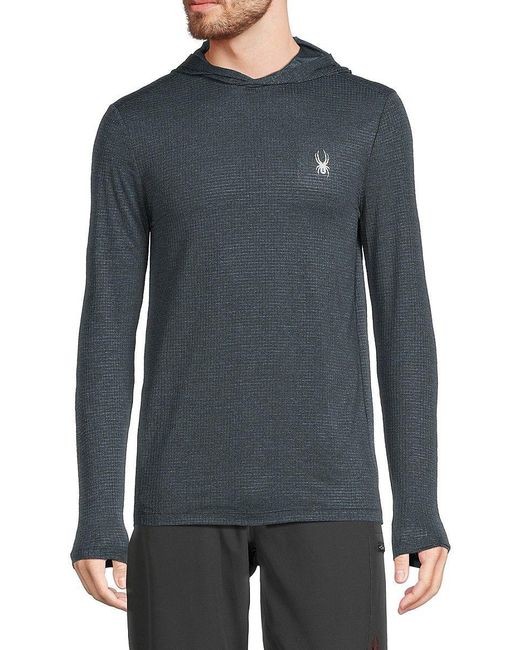 Spyder Gray Waffle Knit Pullover Hoodie for men