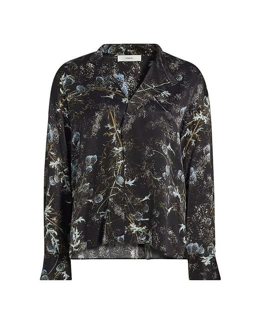 Vince Black Thistle Draped Collar Blouse
