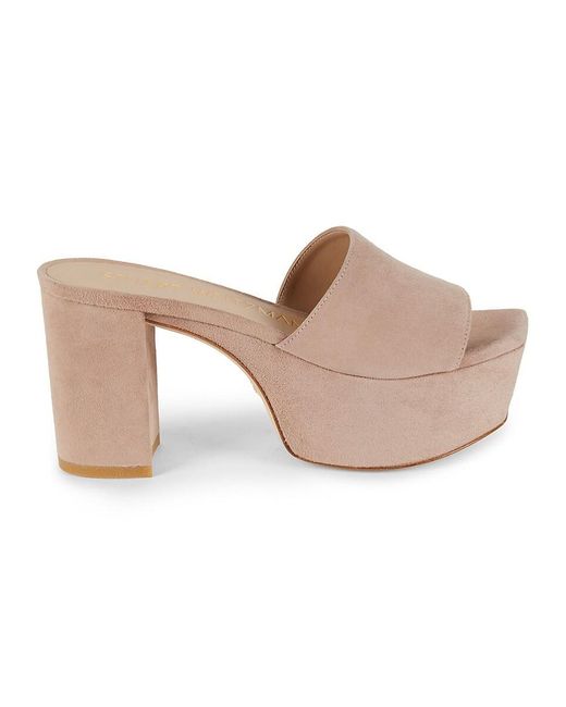 Stuart Weitzman Natural 95Mm Block-Heel Suede Platform Sandals