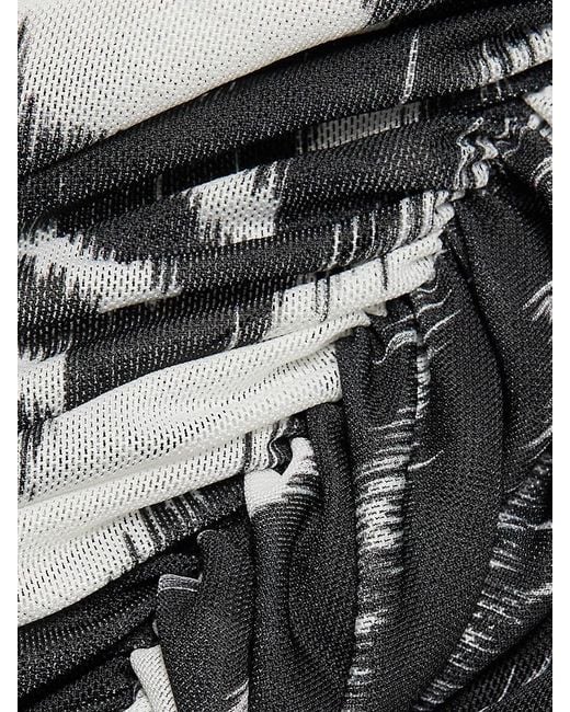 Farm Rio Black Ikat Ruched Tulle Midi-dress