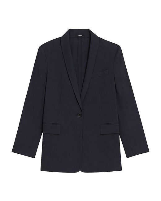 Theory Natural Rolled-Sleeve One-Button Blazer